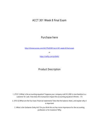 ACCT 301 Week 8 Final Exam