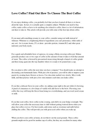 Love Coffee Find Out How To Choose The Best Coffee.docx