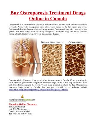 Buy Osteoporosis Treatment Drugs Online in Canada