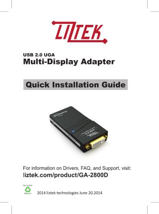 Liztek GA-2800D USB 2.0 to VGA / DVI / HDMI Video Graphics Adapter Card for Multiple Monitors