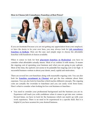How to choose job consultancy franchise at best prices