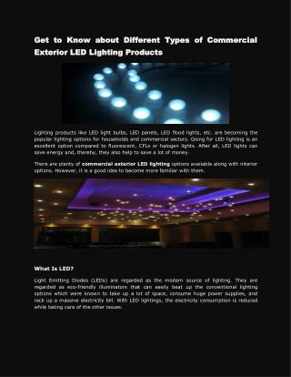 Get to Know about Different Types of Commercial Exterior LED Lighting Products