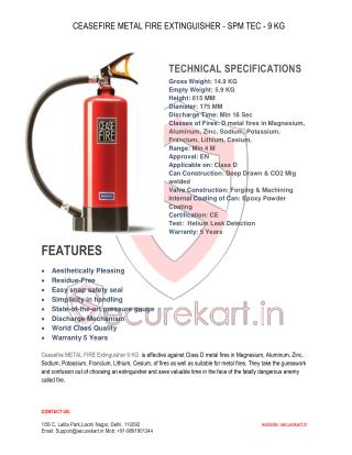 Features of Metal Fire Extinguisher SPM-TEC 9 KG