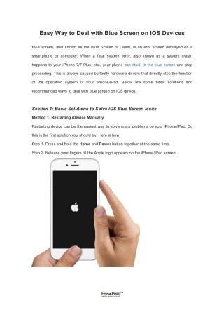 Easy Way to Deal with Blue Screen on iOS Devices