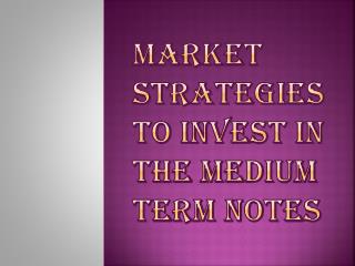 Medium Term Notes Investment Strategies