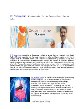 Dr Pradeep Jain - Best GI Cancer Surgeon In Delhi