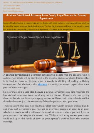 Avail an Established Attorney from Family Legal Service for Prenup Agreement