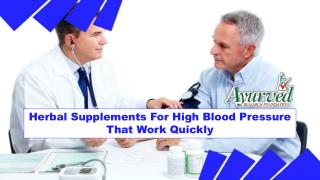 Herbal Supplements For High Blood Pressure That Works Quickly