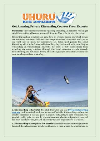 Get Amazing Private Kitesurfing Courses From Experts
