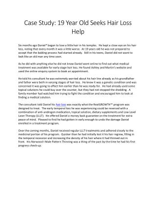 Case Study: 19 Year Old Seeks Hair Loss Help