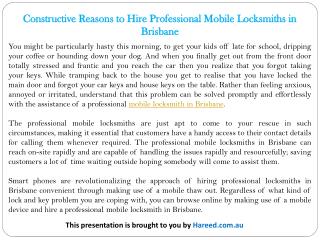 Constructive Reasons to Hire Professional Mobile Locksmiths in Brisbane