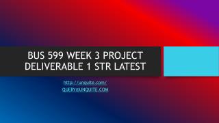 BUS 599 WEEK 3 PROJECT DELIVERABLE 1 STR LATEST
