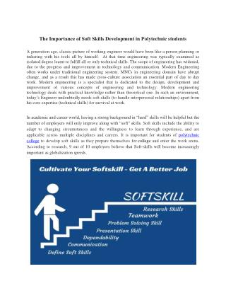 The Importance of Soft Skills Development in Polytechnic students