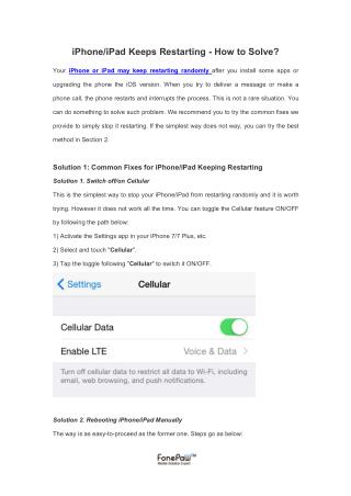 iPhone/iPad Keeps Restarting - How to Solve?