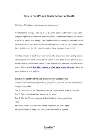Tips to Fix iPhone Black Screen of Death