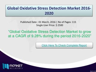 Global Oxidative Stress Detection Market Forecast & Future Industry Trends 2020