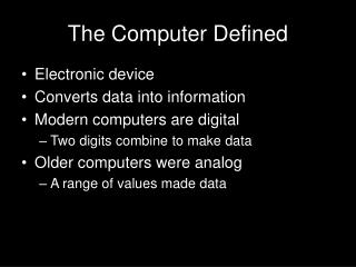 The Computer Defined