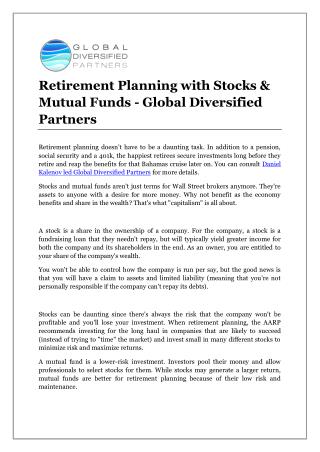 Retirement Planning with Stocks & Mutual Funds - Global Diversified Partners
