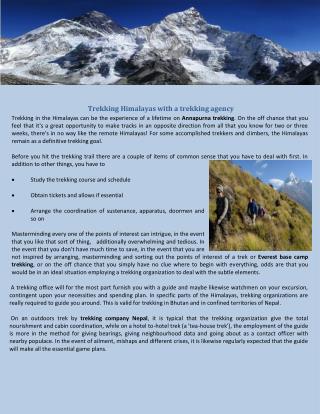 Trekking Himalayas with a trekking agency