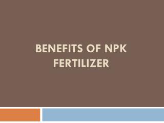 Benefits of NPK Fertilizer