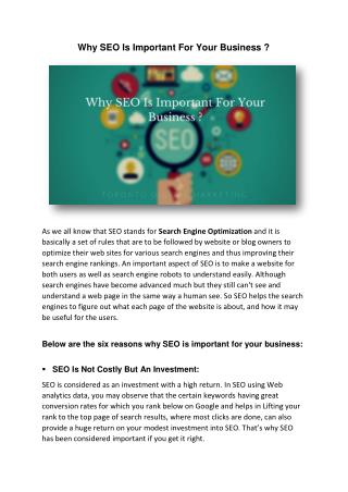 Why SEO Is Important For Your Business ?