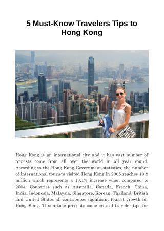 5 Must-Know Travelers Tips to Hong Kong