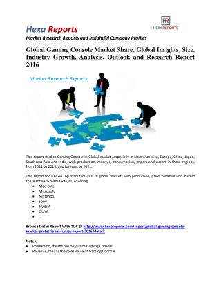 Global Gaming Console Market Professional Survey Report 2016 By Hexa Reports