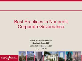 Best Practices in Nonprofit Corporate Governance