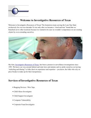 Investigative Resources of Texas