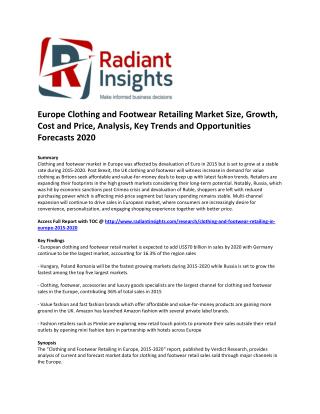 Europe Clothing and Footwear Retailing Market Size, Share, Growth, Cost and Price, Analysis and Opportunities Forecasts