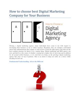 Factor while choosing best digital marketing company