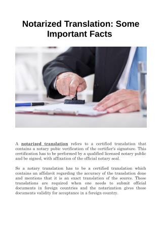 Notarized Translation: Some Important Facts