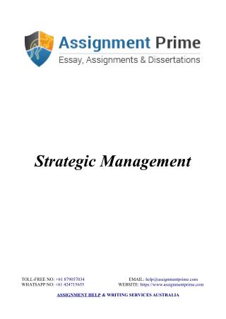 Assignment Prime - Sample Assignment on Strategic Management