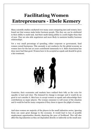 Facilitating Women Entrepreneurs - Ebele Kemery