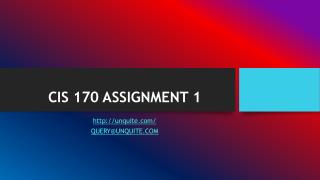 CIS 170 ASSIGNMENT 1