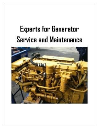 Experts for Generator Service ­ and Maintenance