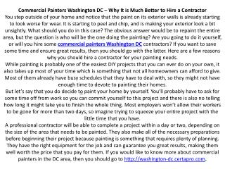 Commercial Painters Washington DC – Why It is Much Better to Hire a Contractor