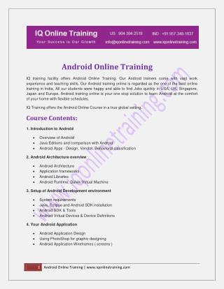 Live, instructor-led Android Online Training