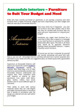 Annandale interiors – Furniture to Suit Your Budget and Need