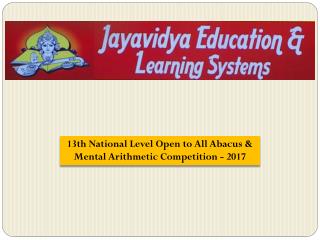 13th National Level Open to All Abacus & Mental Arithmetic Competition - 2017