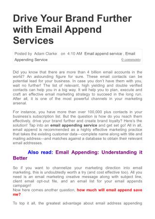 Drive Your Brand Further with Email Append Services