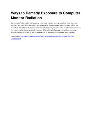 Ways to Remedy Exposure to Computer Monitor Radiation