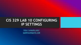 CIS 329 LAB 10 CONFIGURING IP SETTINGS