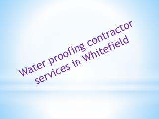 Water proofing contractor services in Whitefield