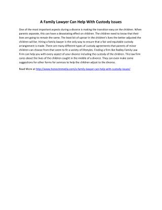 A Family Lawyer Can Help With Custody Issues