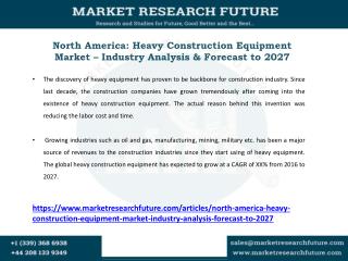 Heavy Construction Equipment Market – Industry Analysis & Forecast to 2027