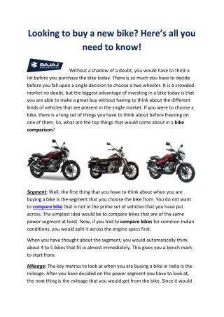 Looking to buy a new bike. Here’s all you need to know!