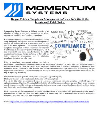 Do you Think a Compliance Management Software Isn’t Worth the Investment? Think Twice.