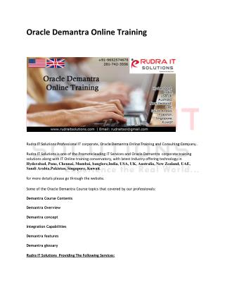 Oracle Demantra Online Training in Hyderabad - rudraitsolutions