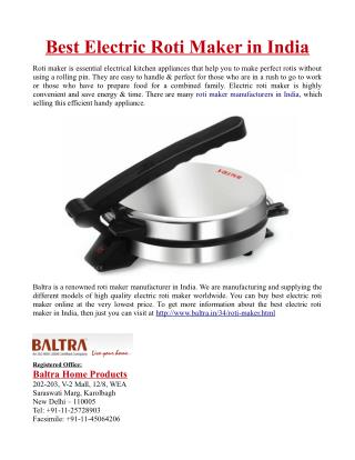 Best Electric Roti Maker in India